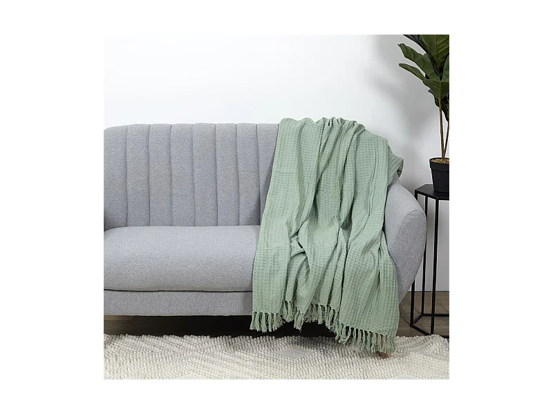 Jeté de Canapé "Gaufré" 130x160cm Vert d'Eau