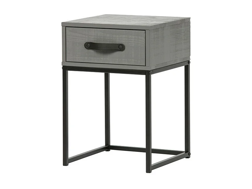 Morris - Table de nuit en pin massif - Gris