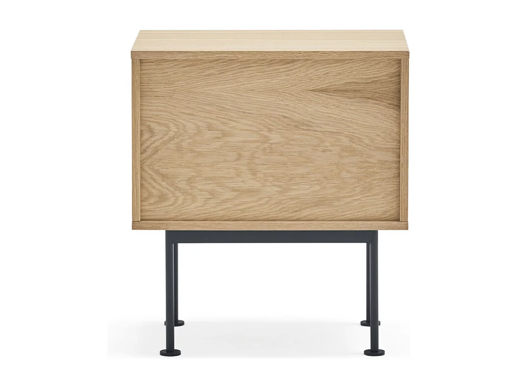 Yoko - Table de chevet 2 tiroirs en bois et métal : Couleur - Gris anthracite