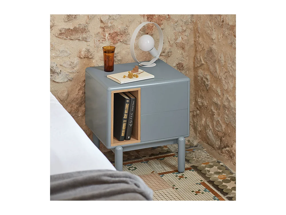 Corvo - Table de chevet en bois - Gris clair