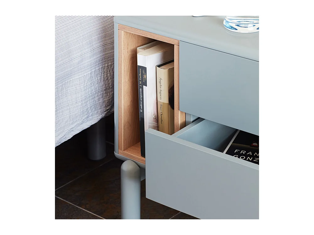 Corvo - Table de chevet en bois - Gris clair