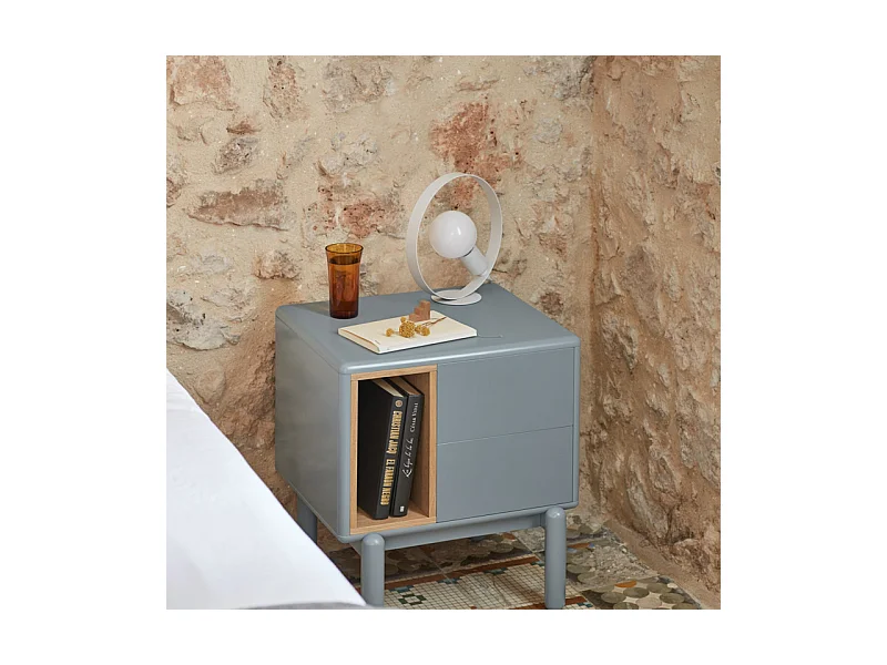 Corvo - Table de chevet en bois - Gris clair