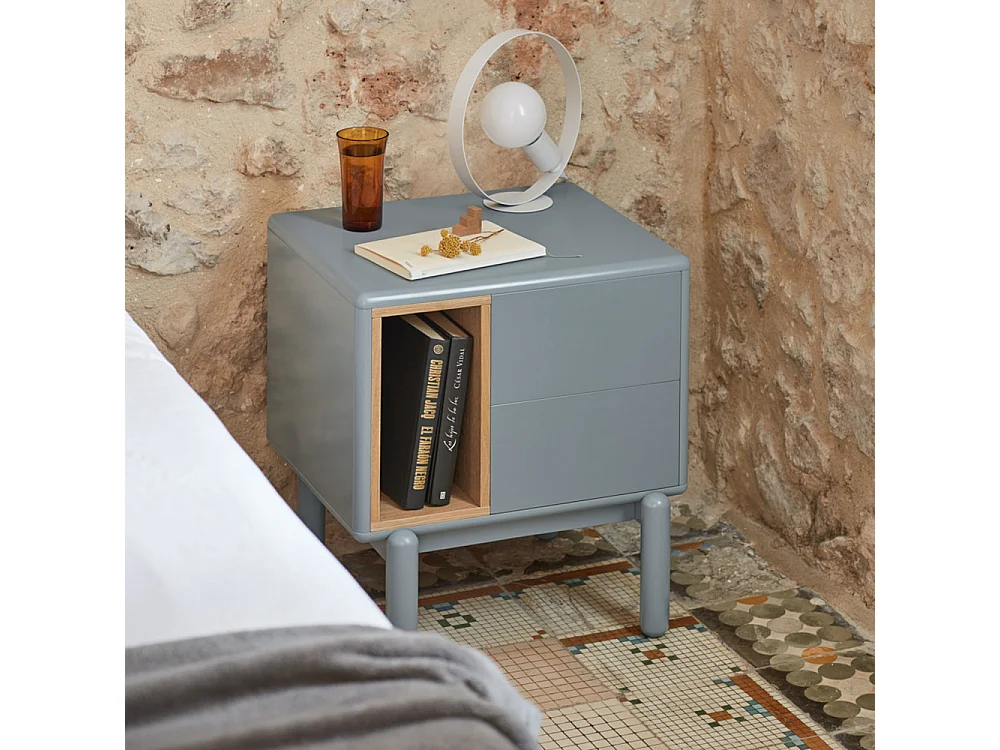 Corvo - Table de chevet en bois - Gris clair