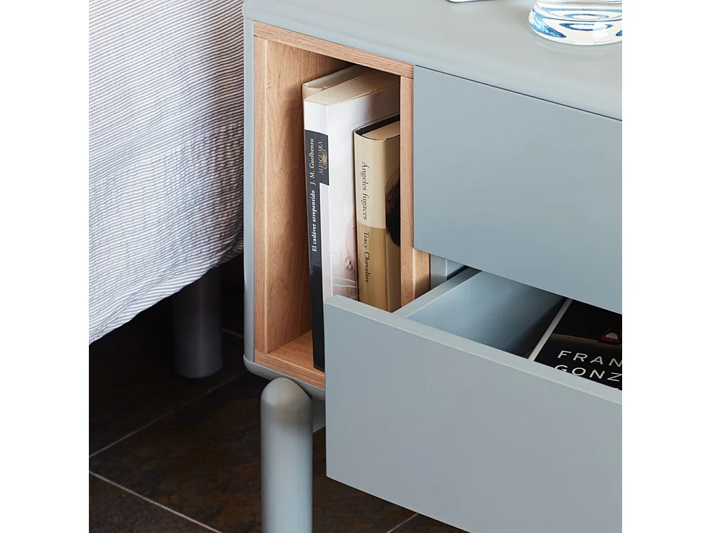 Corvo - Table de chevet en bois - Gris clair