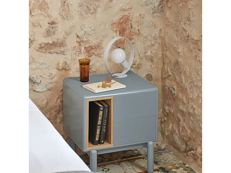 Corvo - Table de chevet en bois - Gris clair