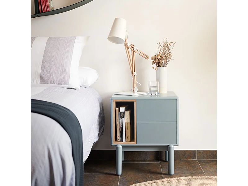 Corvo - Table de chevet en bois - Gris clair
