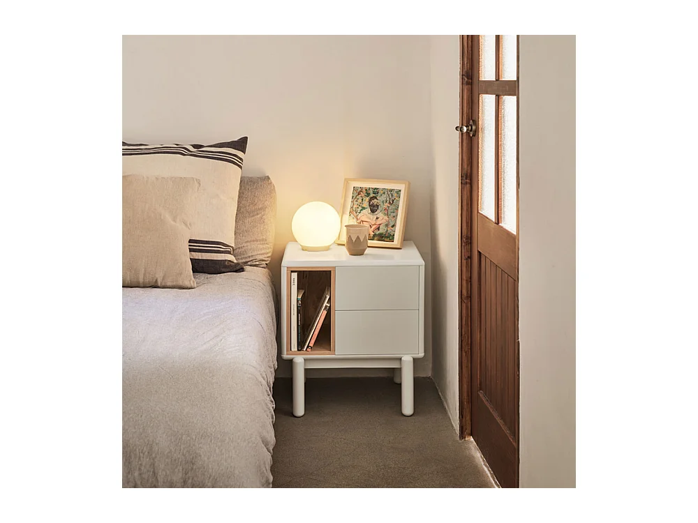 Corvo - Table de chevet en bois - Blanc