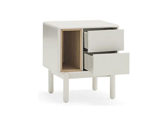 Corvo - Table de chevet en bois - Blanc