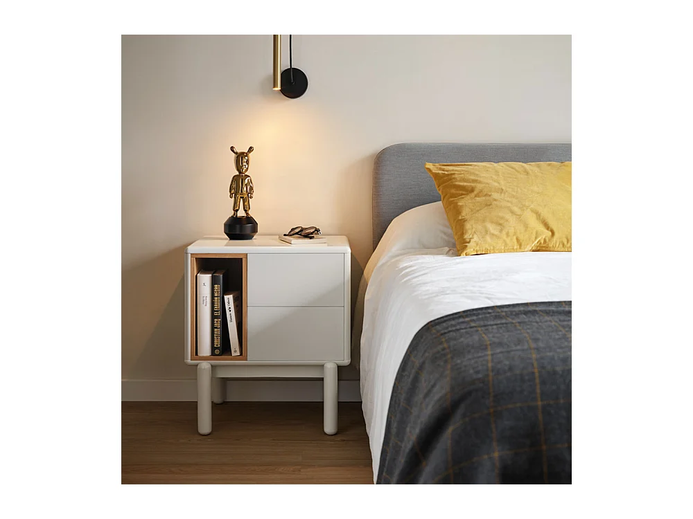 Corvo - Table de chevet en bois - Blanc