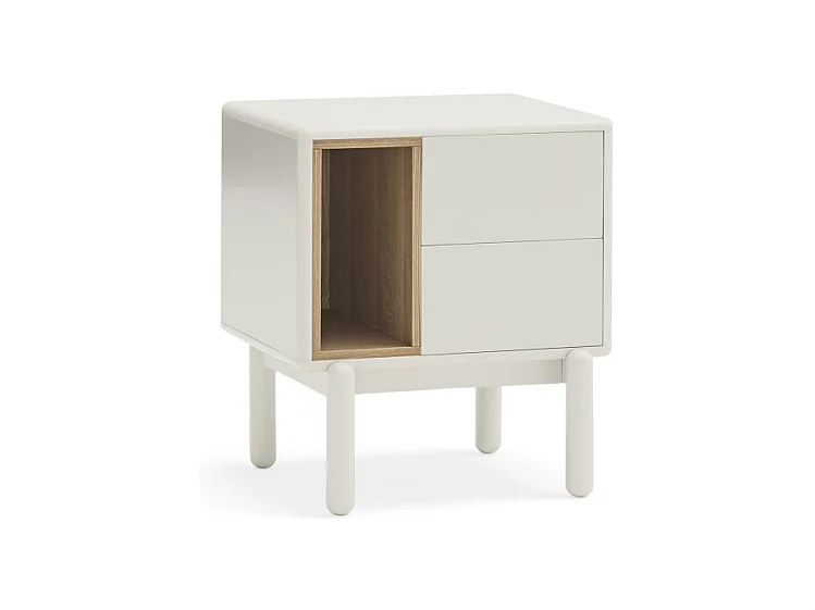 Nachttisch mit 2 Schubladen Creme 48x35 cm