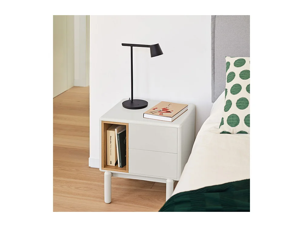 Nachttisch mit 2 Schubladen Creme 48x35 cm