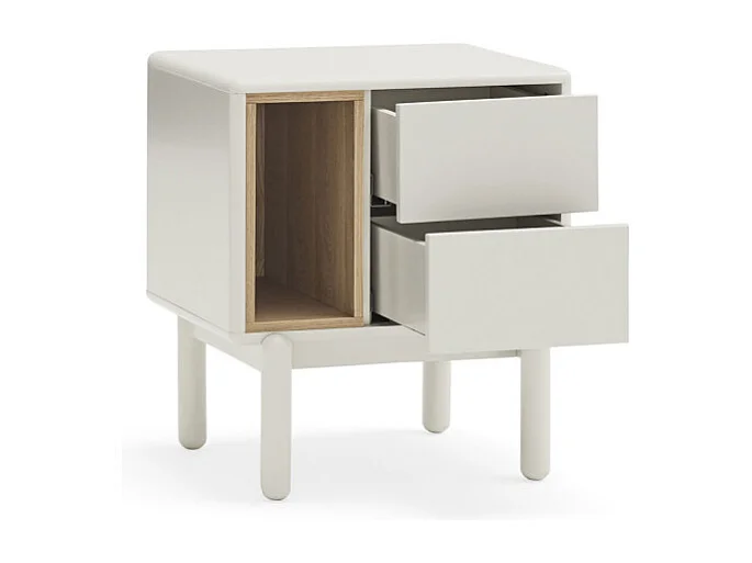 Corvo - Table de chevet en bois - Blanc