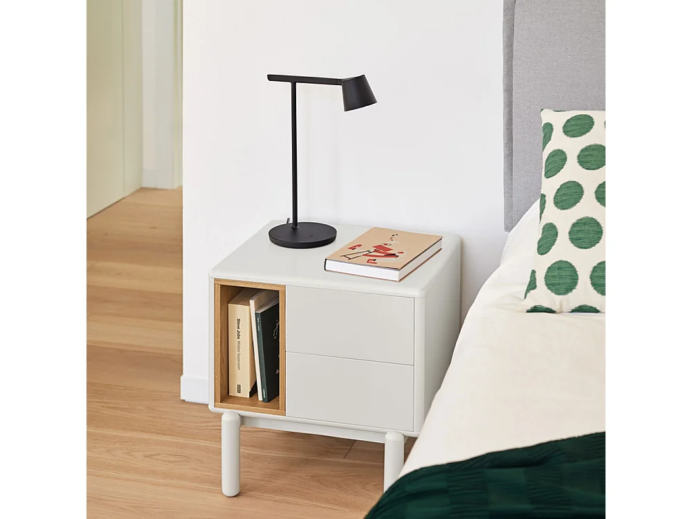 Corvo - Table de chevet en bois - Blanc