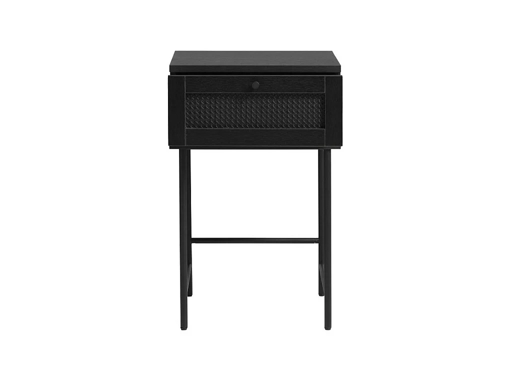 Rinto - Table de chevet 1 tiroir en bois et métal - Noir