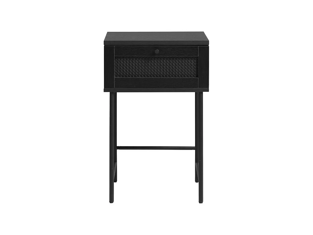 Rinto - Table de chevet 1 tiroir en bois et métal - Noir