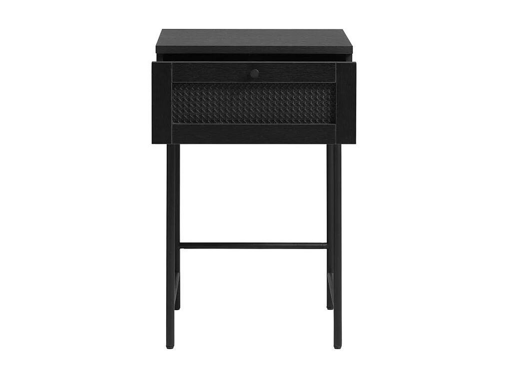 Rinto - Table de chevet 1 tiroir en bois et métal - Noir