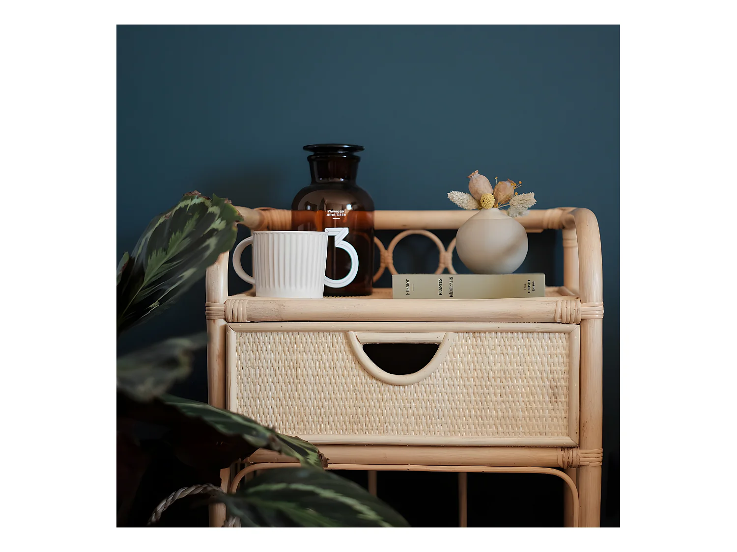 Tondano - Table de chevet en rotin - Naturel