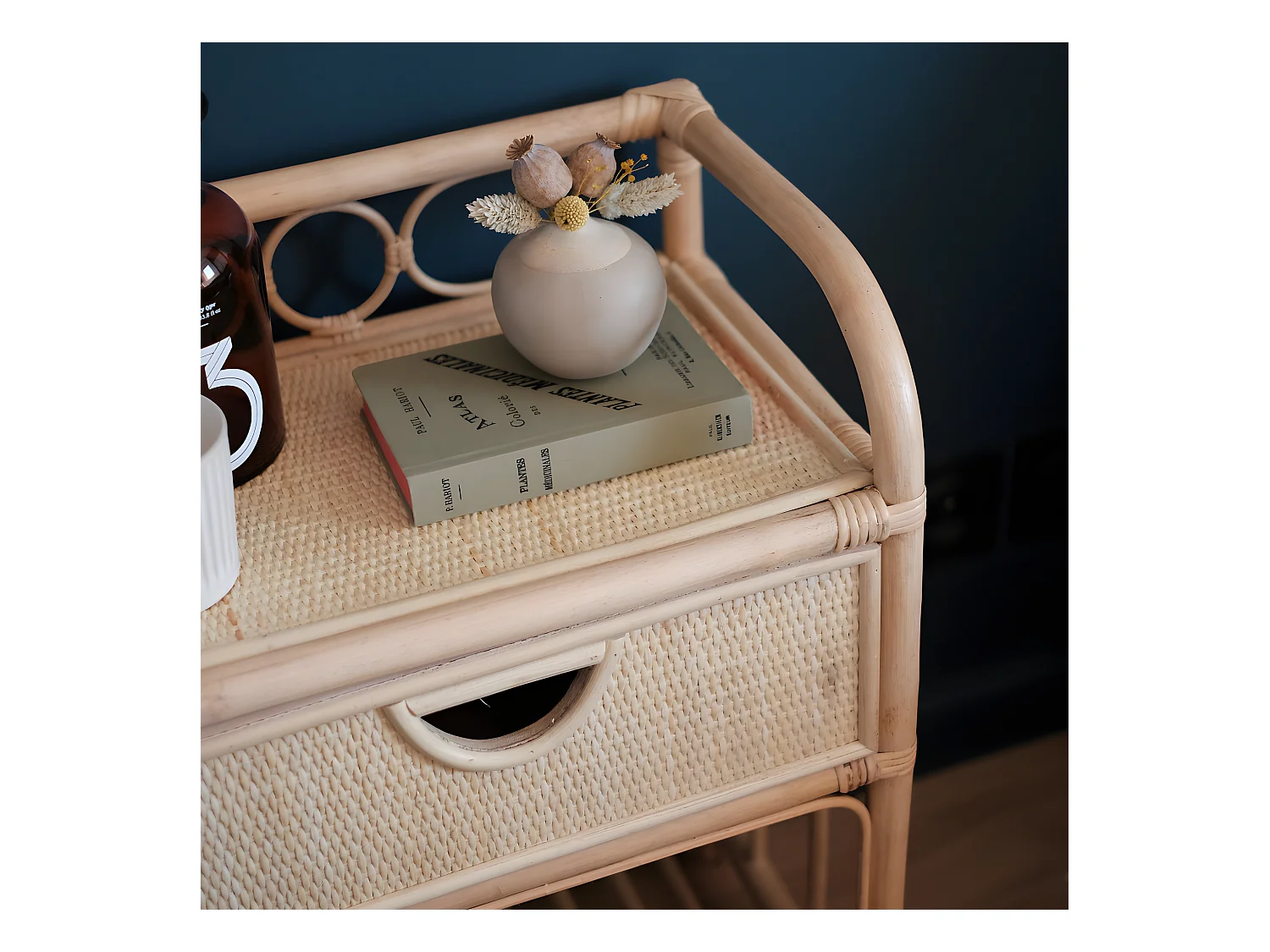 Tondano - Table de chevet en rotin - Naturel