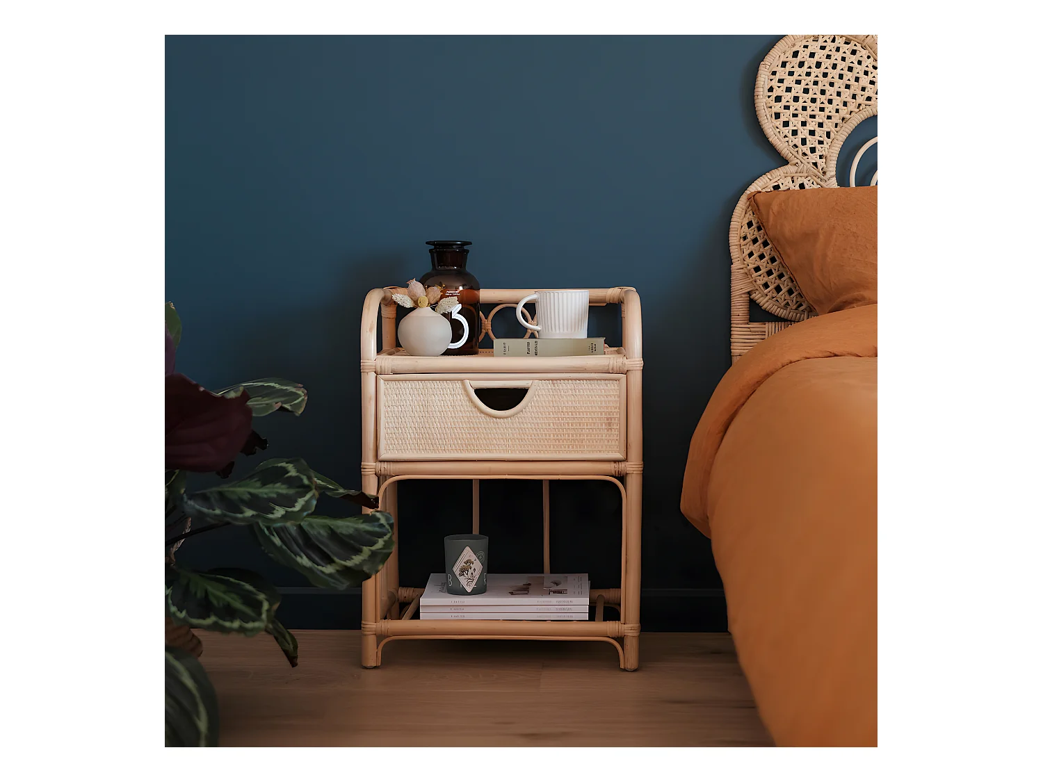 Tondano - Table de chevet en rotin - Naturel