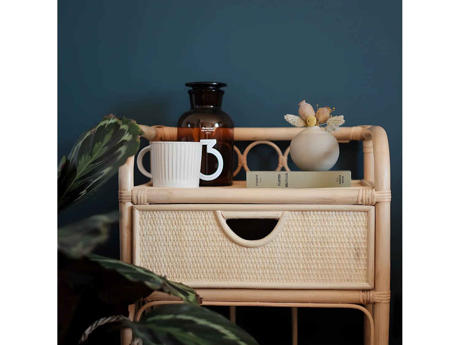 Tondano - Table de chevet en rotin - Naturel