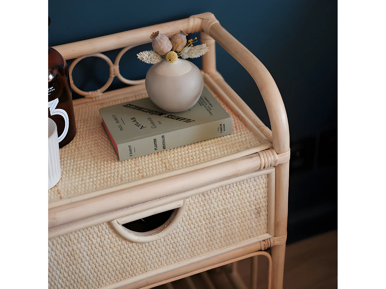 Tondano - Table de chevet en rotin - Naturel