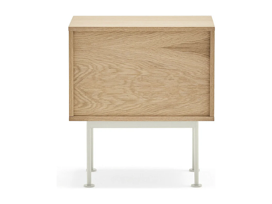 Yoko - Table de chevet 2 tiroirs en bois et métal : Couleur - Blanc