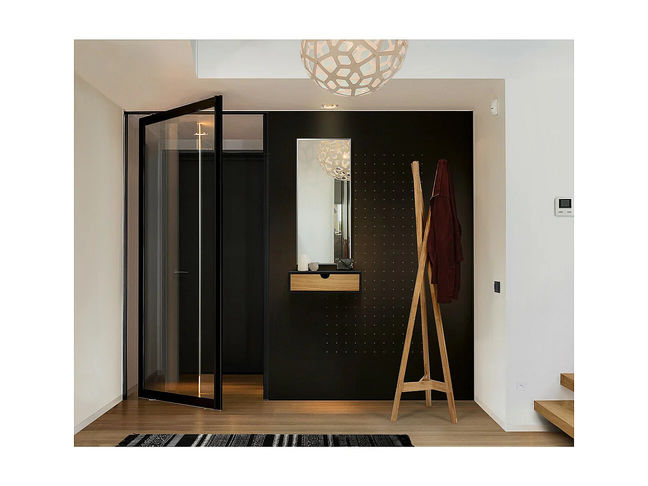 Chevet Mural Design en Bois "Tafar" 40cm Noir