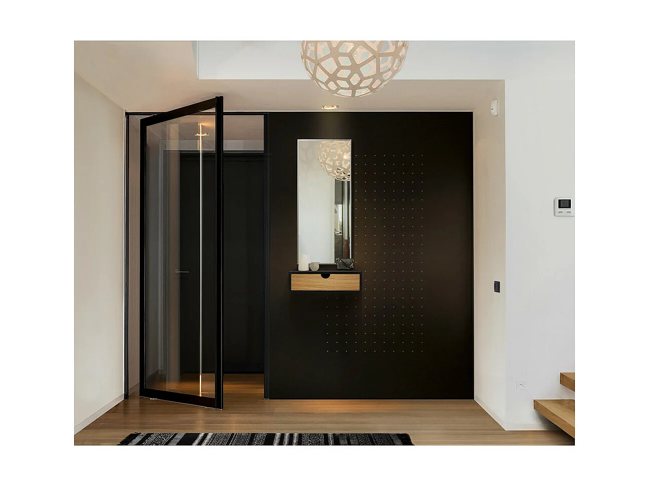 Chevet Mural Design en Bois "Tafar" 40cm Noir