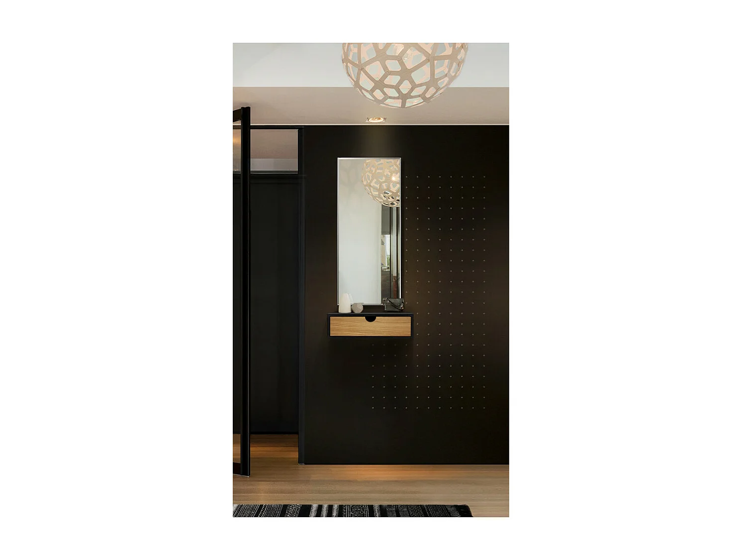 Chevet Mural Design en Bois "Tafar" 40cm Noir