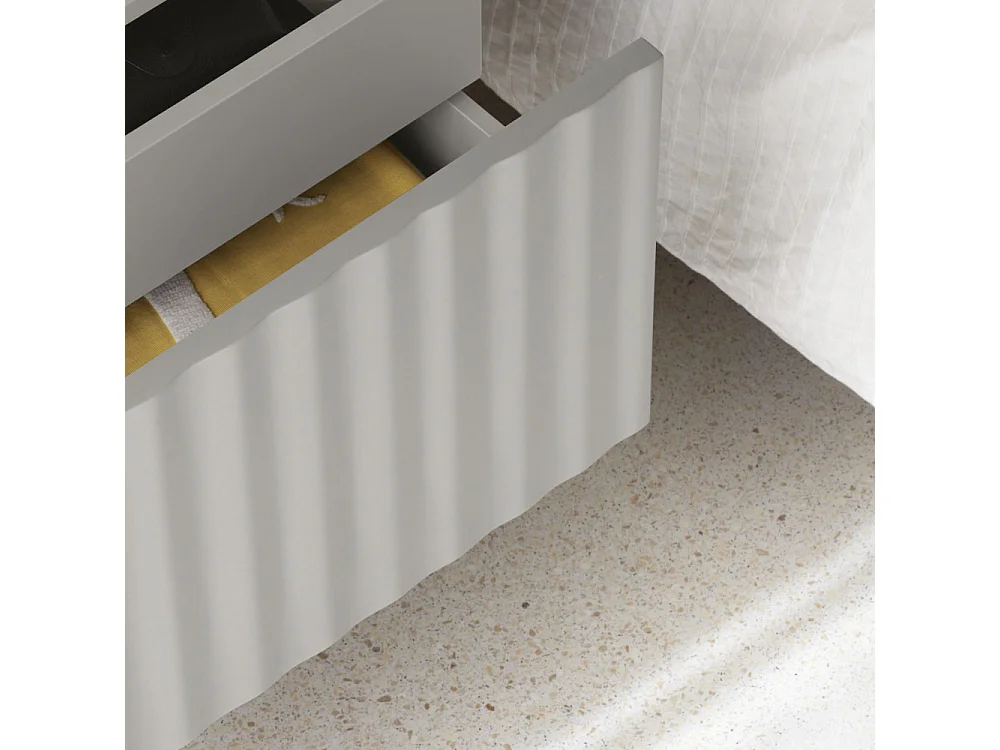 Sierra - Table de chevet 1 porte 2 tiroirs en bois - Gris clair