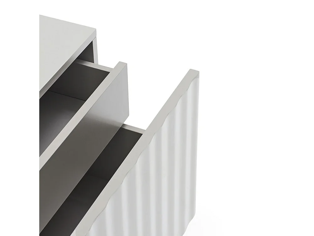 Sierra - Table de chevet 1 porte 2 tiroirs en bois - Gris clair