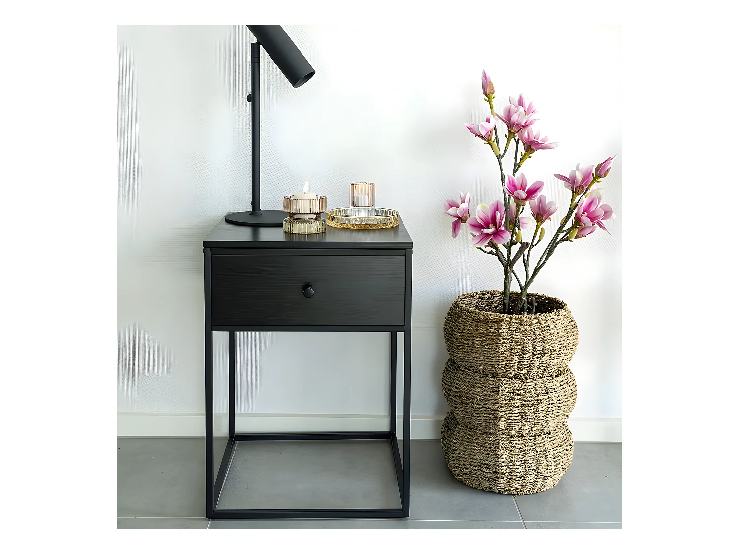 Vita Nachttisch 1 Schublade schwarz.