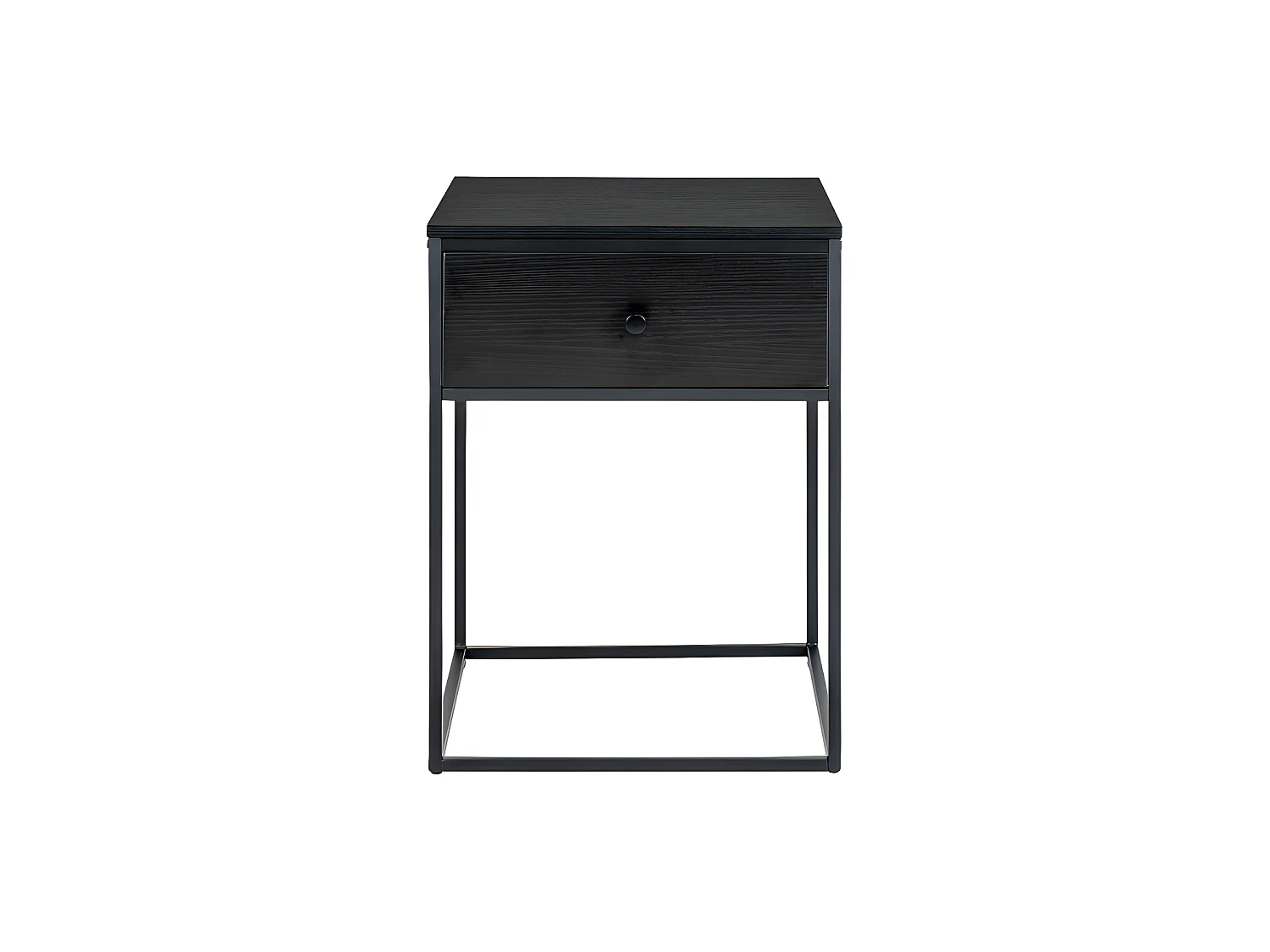 Vita - Table de chevet avec tiroir en bois et métal - Noir