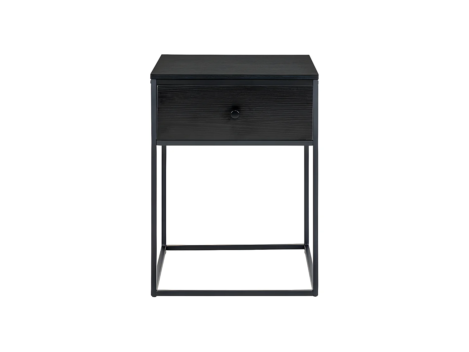 Vita - Table de chevet avec tiroir en bois et métal - Noir