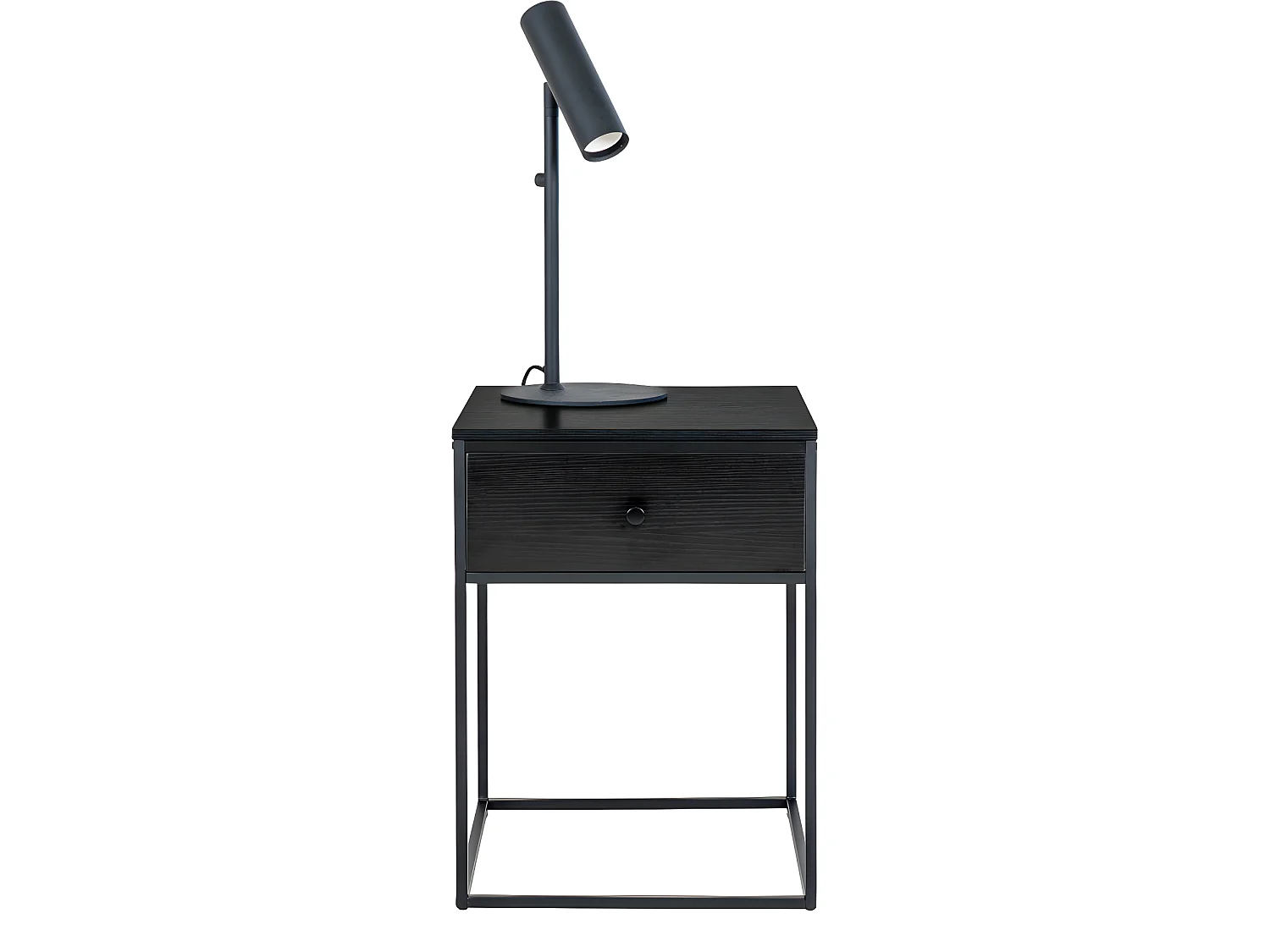 Vita - Table de chevet avec tiroir en bois et métal - Noir