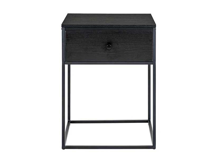 Vita - Table de chevet avec tiroir en bois et métal - Noir