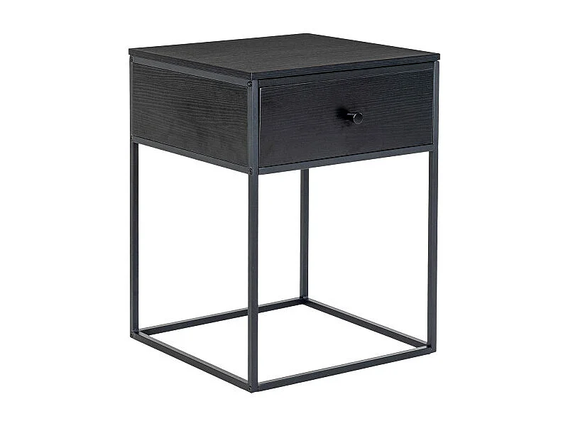 Vita - Table de chevet avec tiroir en bois et métal - Noir