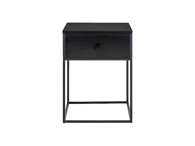 Vita - Table de chevet avec tiroir en bois et métal - Noir