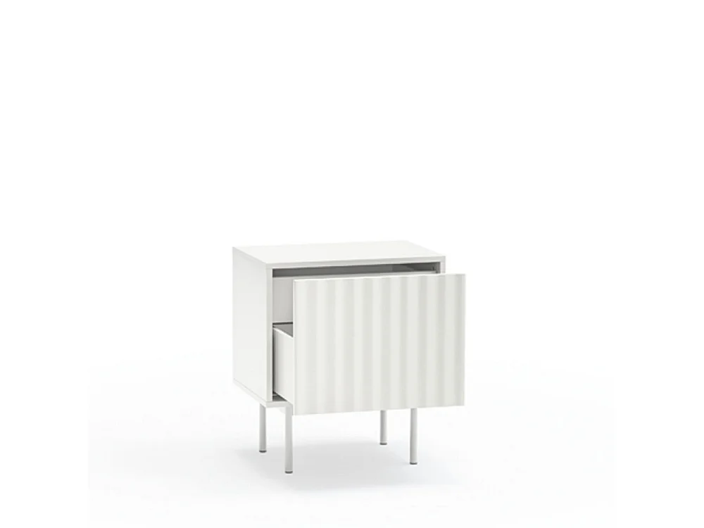 Sierra - Table de chevet 1 porte 2 tiroirs en bois - Blanc