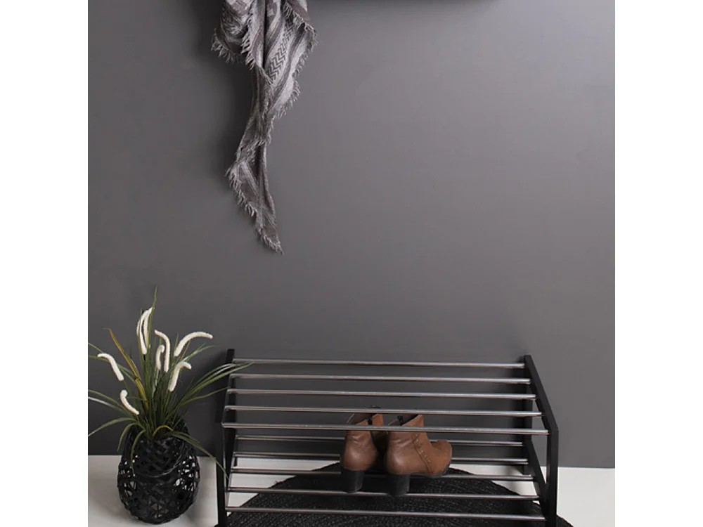 Meuble à chaussures PADOVA – Bois de peuplier & acier noir