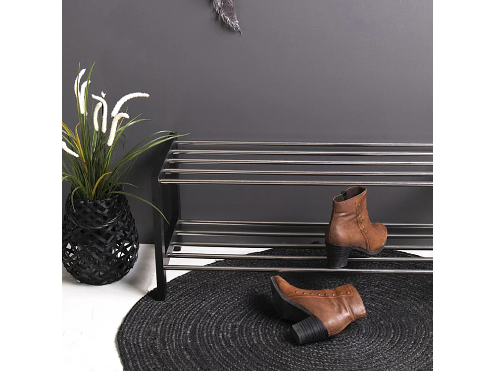 Meuble à chaussures PADOVA – Bois de peuplier & acier noir