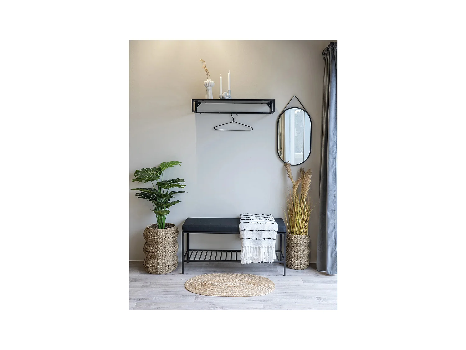 PADOVA grijze bank met kussen en planken