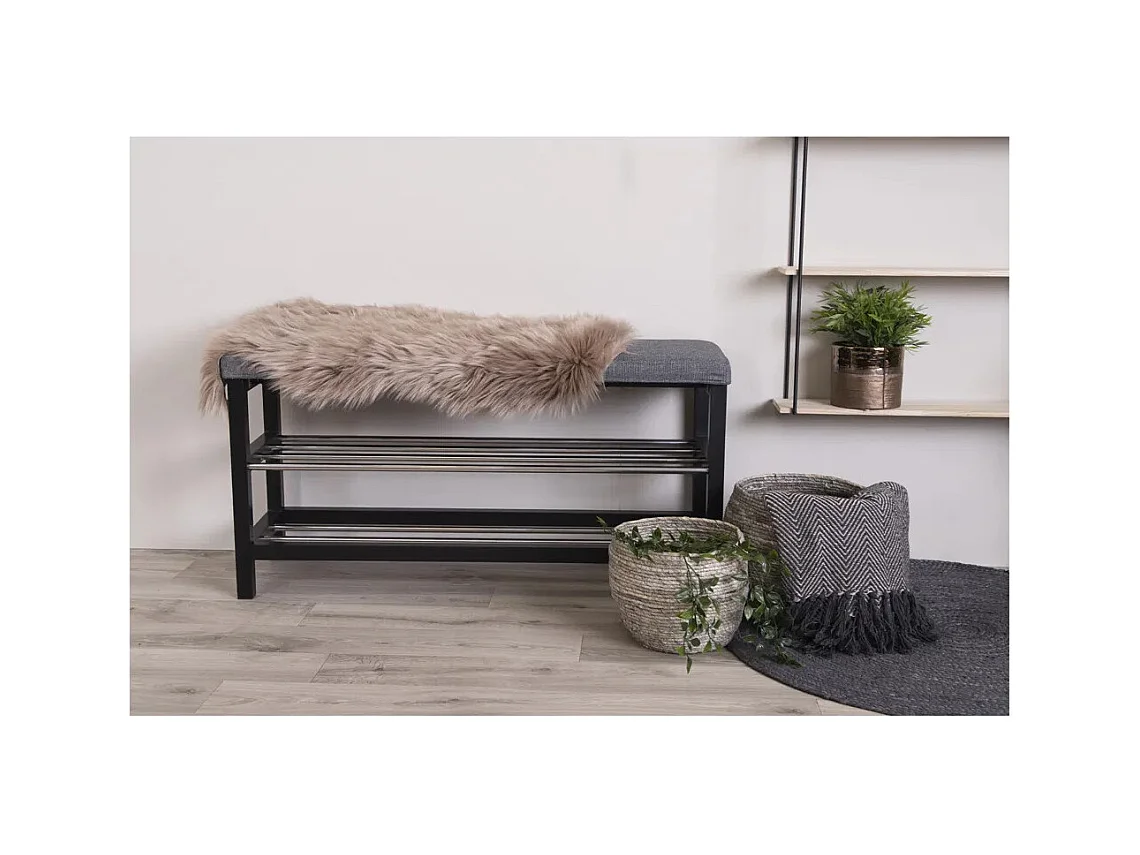 Banc PADOVA gris avec coussin et étagères