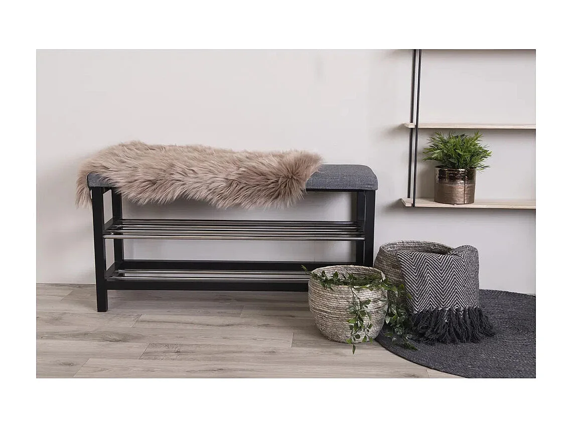 Banc PADOVA gris avec coussin et étagères