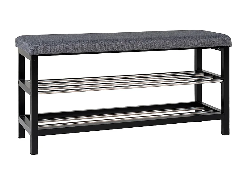 Banc PADOVA gris avec coussin et étagères