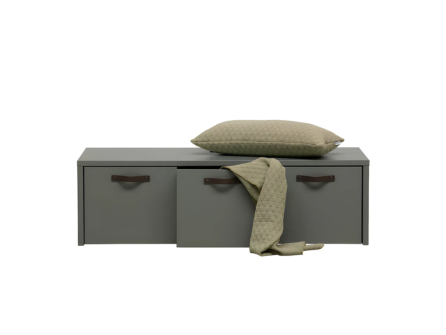 Stage - Banc de rangement en bois - Vert kaki