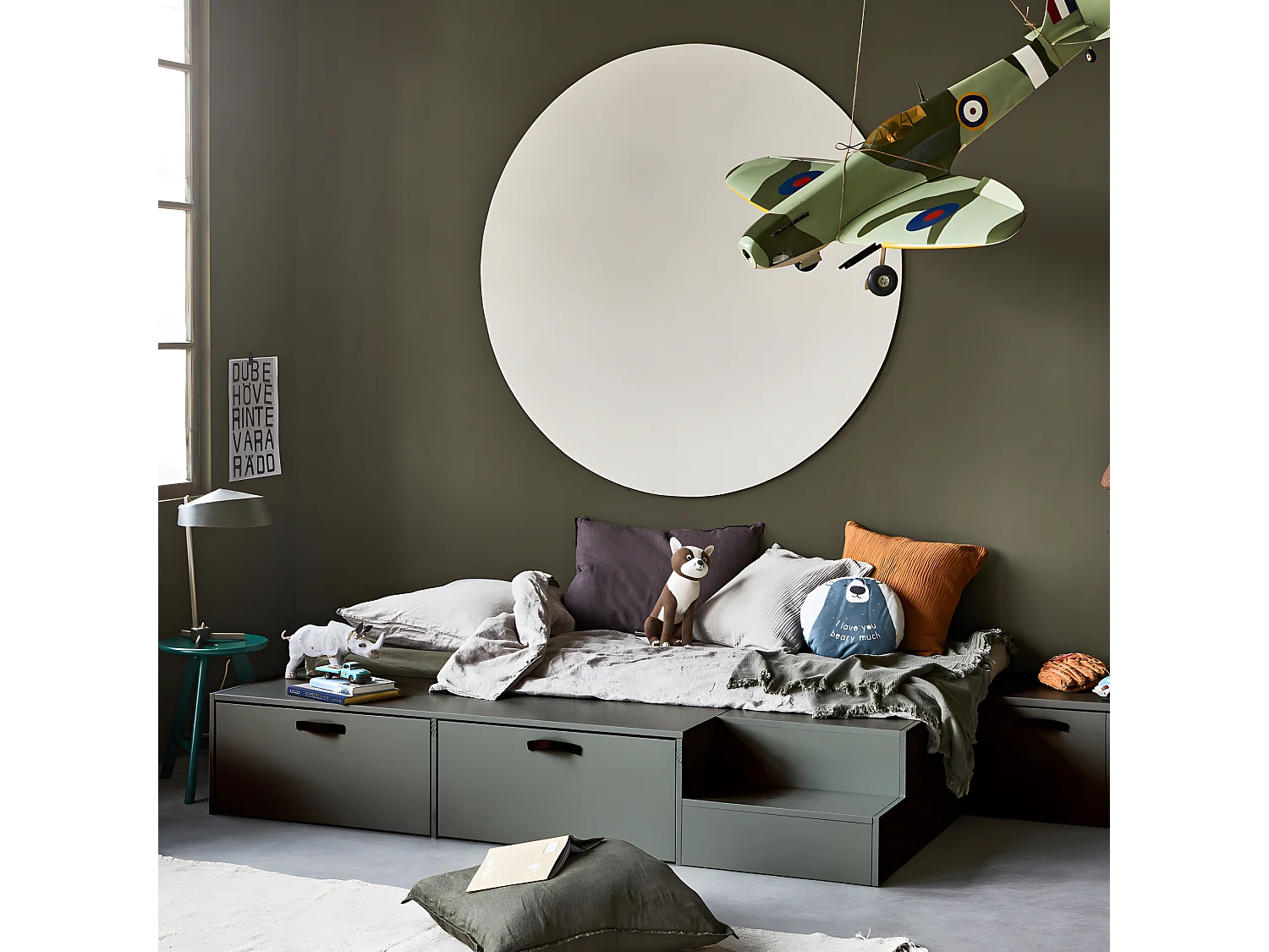 Stage - Banc de rangement en bois - Vert kaki