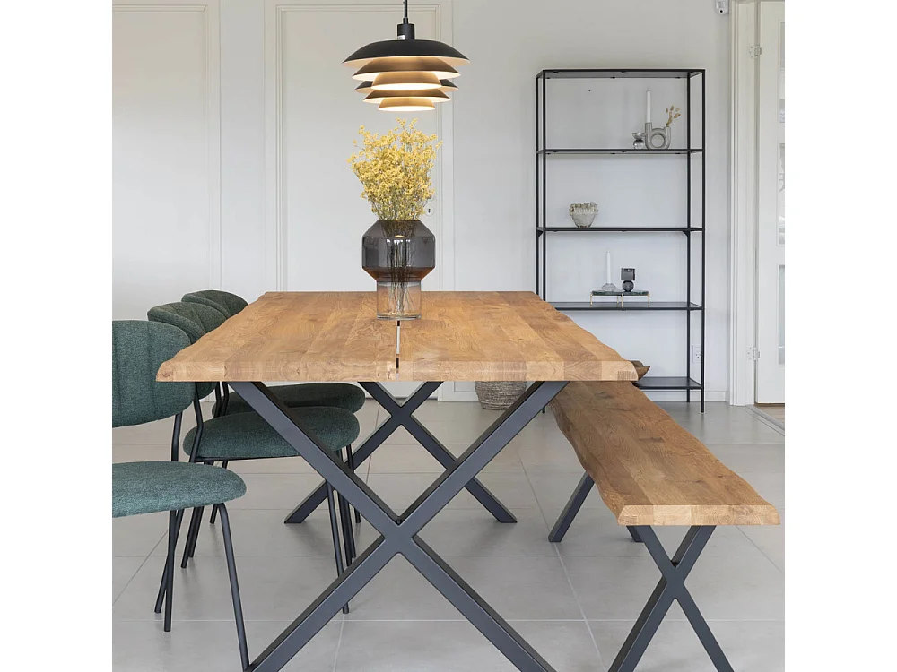 Toulon - Banc en bois avec pieds en X L180cm - Couleur - Bois clair