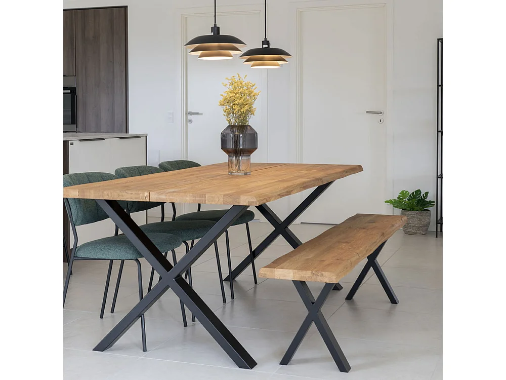 Toulon - Banc en bois avec pieds en X L180cm - Couleur - Bois clair