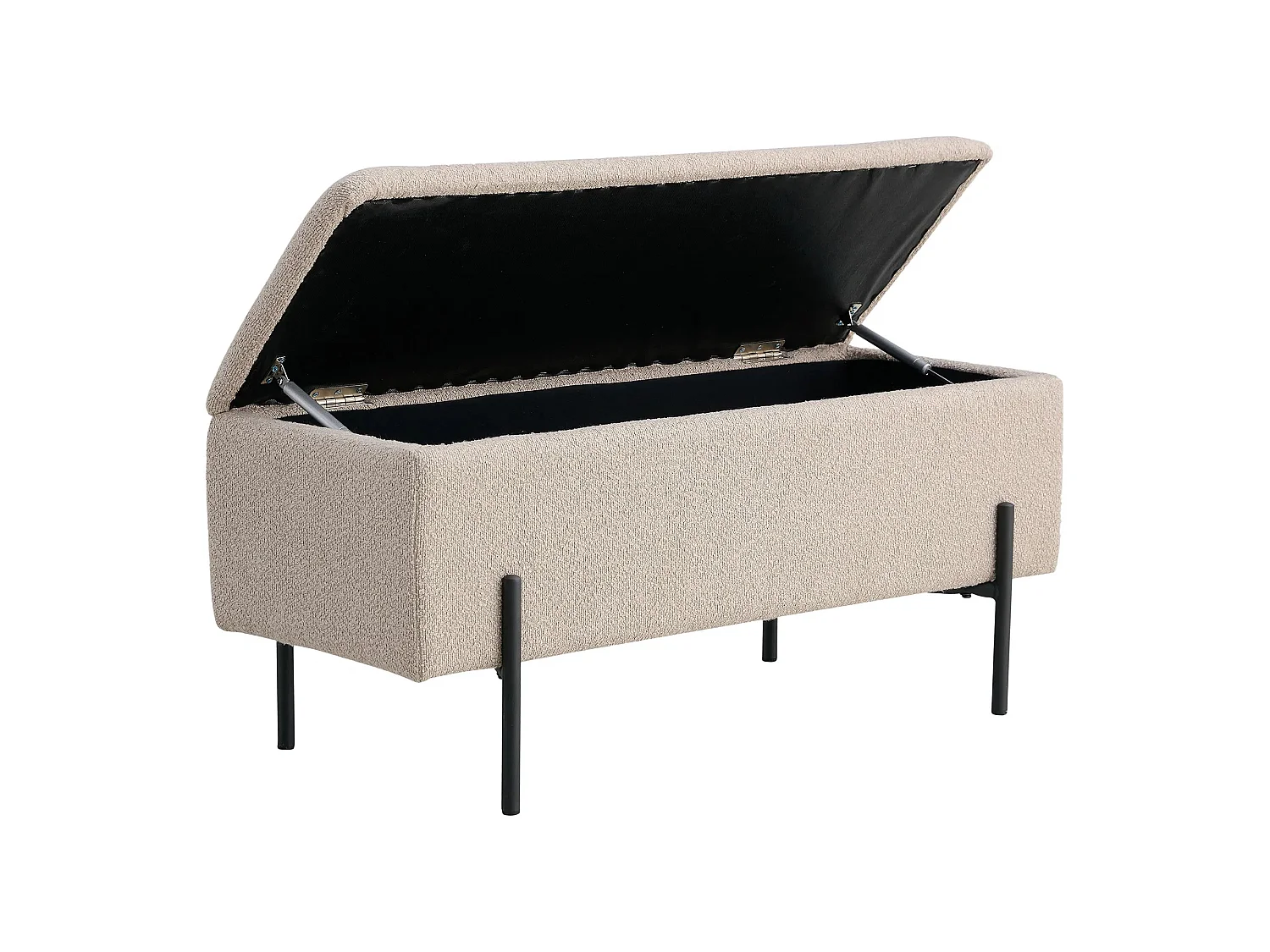 WATFORD 95 cm bank met opbergbox - stof of fluweel-Kleur Grijs